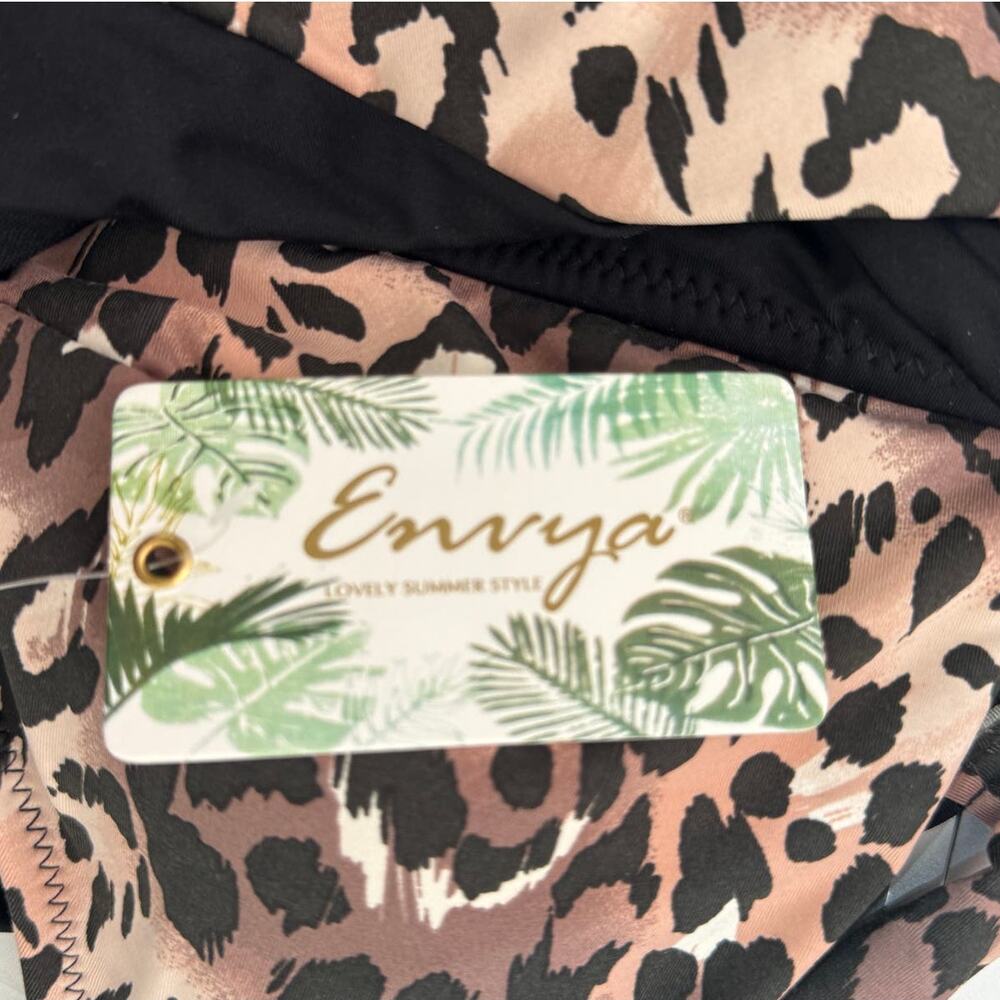 Animal Print One Piece Flattering Side Cut Out Swimsuit Size S 4-6 Envya Elsa - Picture 10 of 12